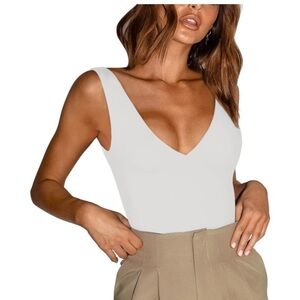 White Sleeveless Fitted Bodysuit